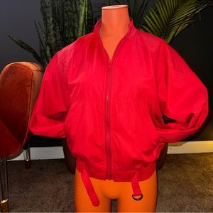 90’s era | Nordstrom Town Square Vintage Red Polyster Jacket | size 4